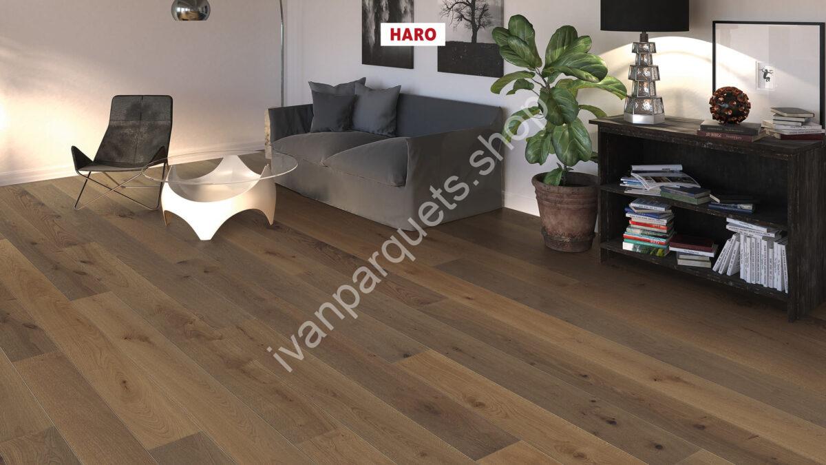 534609 rovere marrone velluto universal spazzolato naturaline plus haro parquet legno 3 strati serie 3500 HDF plancia 2b