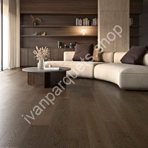 Berti Essential Moka parquet prefinito in rovere scuro spazzolato