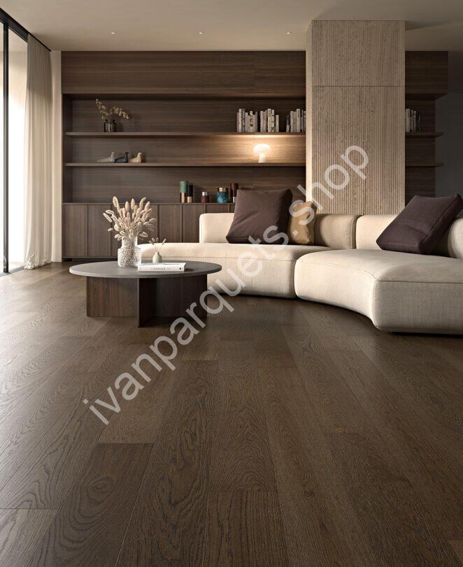 Berti Essential Moka – Parquet prefinito in rovere scuro Berti Essential Moka parquet prefinito in rovere scuro spazzolato